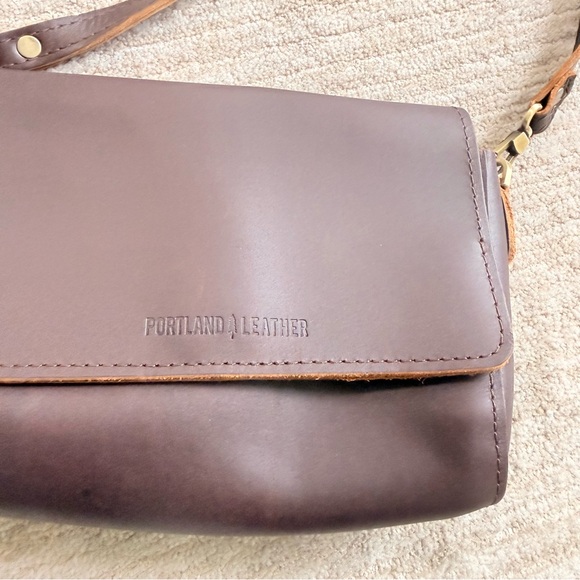 Portland Leather Metro Crossbody Bag- Mini Color: Grizzly - Picture 14 of 15